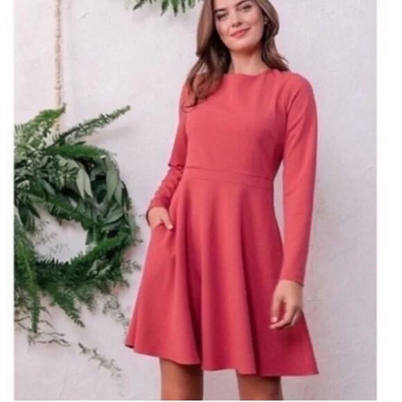 Gal Meets Glam Dresses & Skirts - GAL MEETS GLAM Greer Long Sleeve Fit & Flare Dress Salmon Pink Sz 8 {OO13}